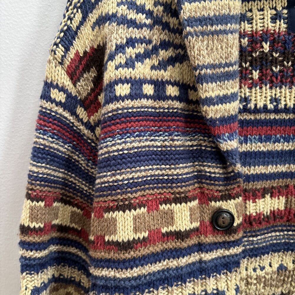 American Eagle Outfitters Y2K Vintage Retro Aztec Fisherman Grandpa Knit Cardi M - Picture 4 of 7